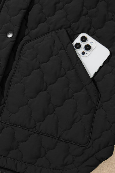 Women's Black Scalloped Quilted Vest with Dual Zip-Snap Closure made for easy styling and wardrobe coordination, with premium-like structure and