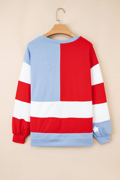 Cozy Women's American Flag Sweatshirt - Soft Relaxed Fit Pullover for Casual Patriotic Style and Comfort