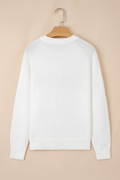 Women's Merry Intarsia Knit Christmas Sweater with Raglan Sleeves made for easy styling and wardrobe coordination, with premium-like structure and