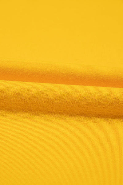 Women's Yellow Color Block Sweatshirt with Thumbhole Sleeves and Drop Shoulder for a Stylish, Comfortable Fit