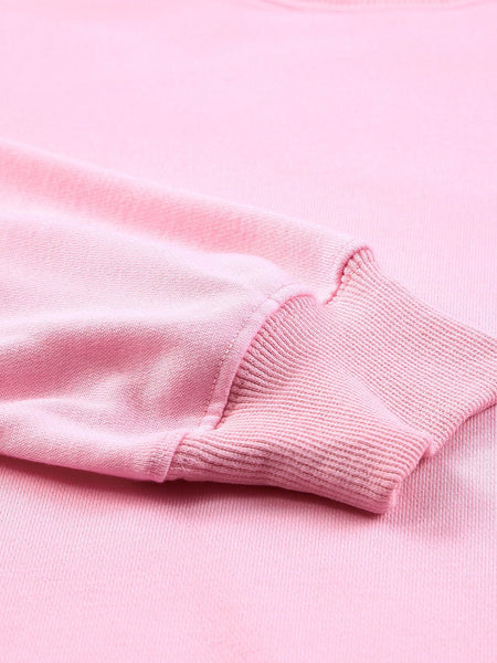 Cozy Pink Crew Neck Long Sleeve Sweatshirt