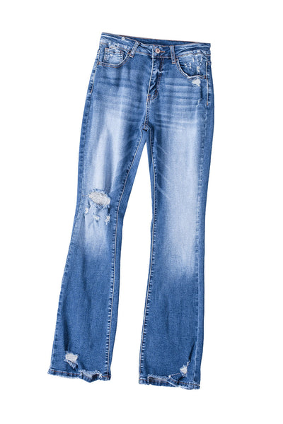 Women's High-Waisted Distressed Bootcut Flare Jeans