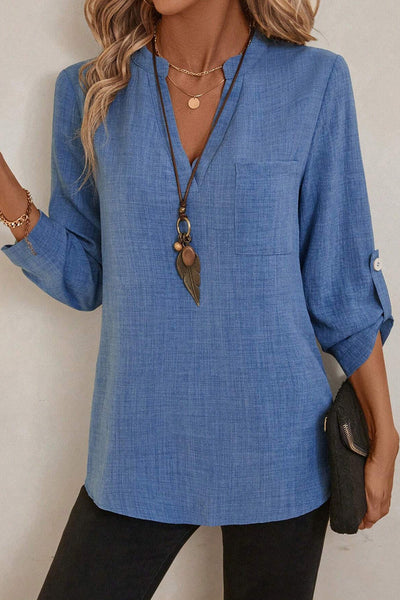 Chic Women's Solid Color Blouse in Soft Fabric - Effortless Style for Casual or Office Wear, Flattering Fit