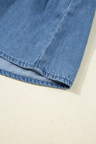 Chic Women's Blue Denim Peplum Top with Flattering Fit for Effortless Casual Style and Everyday Comfort