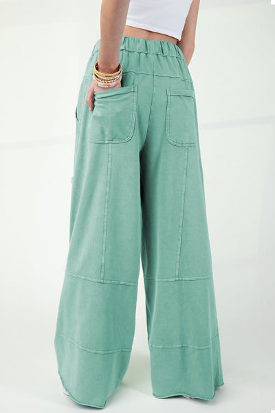 Women's Olive Green Flowy Cargo Pants - Relaxed Fit for Comfortable, Effortless Casual Style and Chic Everyday Wear