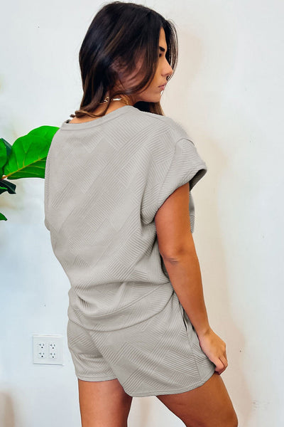 Sparkling Gray Rugby Sequin Shorts Set