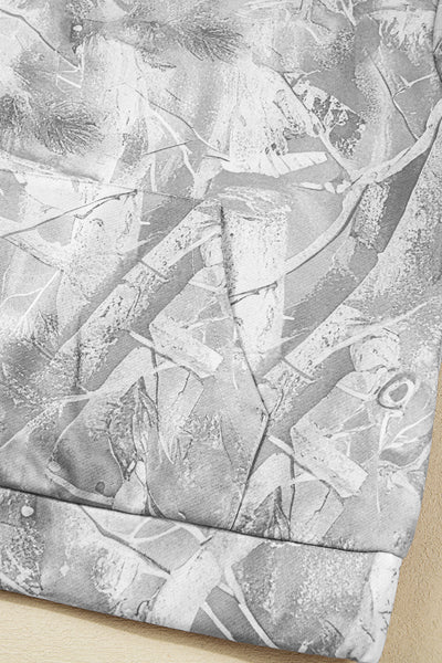 Women's Oversized Gray Branch Camouflage Hoodie Sweatshirt