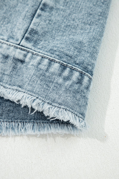 Stylish Women's Distressed Frayed Denim Vest for Effortless Casual Looks - Trendy Layering Piece in Fashionable Blue