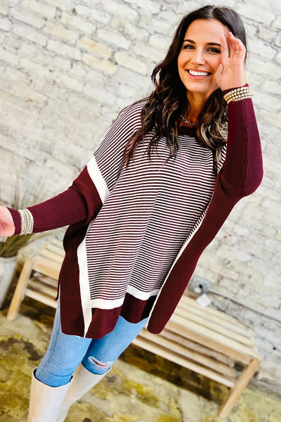 Soft Pastel Striped Knit Sweater for Women - Relaxed Fit for Effortless Casual Chic Style