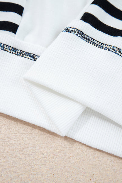 Women's Contrast Stitch Striped Patchwork Sweatshirt