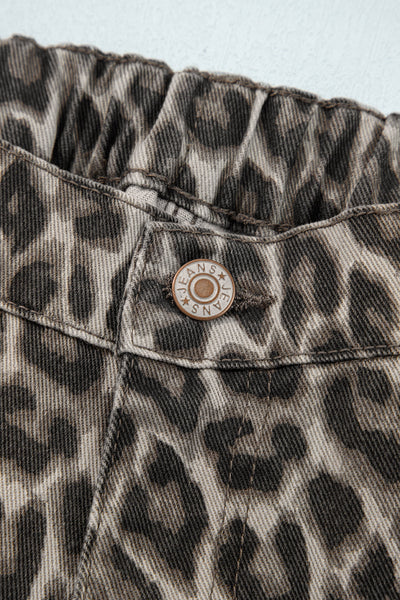 Trendy Women's Yellow Leopard Print Straight Leg Jeans - Chic Casual Fit for Effortless Style