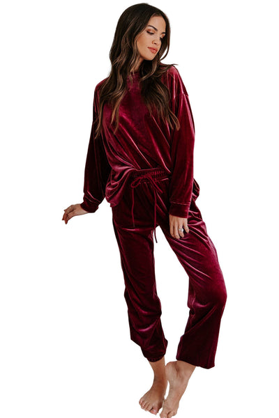 Velvet Red Lounge Set with Fiery Vibe