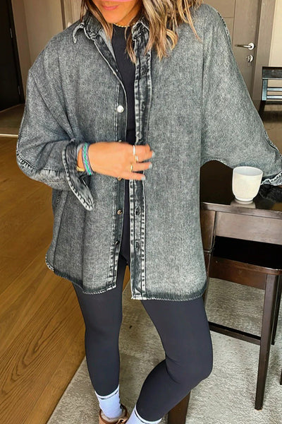 Women's Real Teal Contrast Panel Boyfriend Denim Jacket with Patchwork Design - Trendy and Comfortable Fit