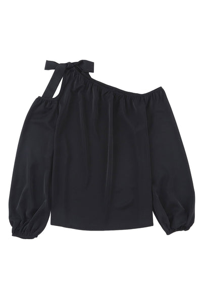 Chiffon Temperament Off Shoulder Tie Loose Blouse