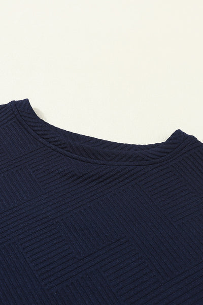 Women's Navy Blue Ultra Loose Textured 2-Piece Slouchy Set for Effortless Comfy Casual Wear