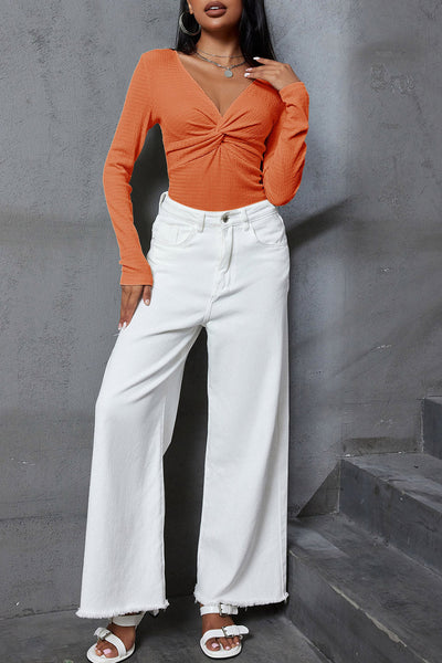 Stylish Women's Twist Front Cotton Top - Flattering Fit for Casual or Dressy Looks, Available in Bright Colors