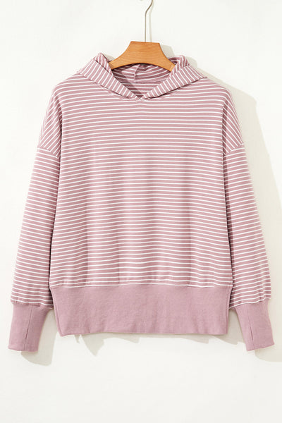 Cozy Women's Stripe Hoodie - Casual Pullover with Adjustable Drawstring for Everyday Style and Comfort