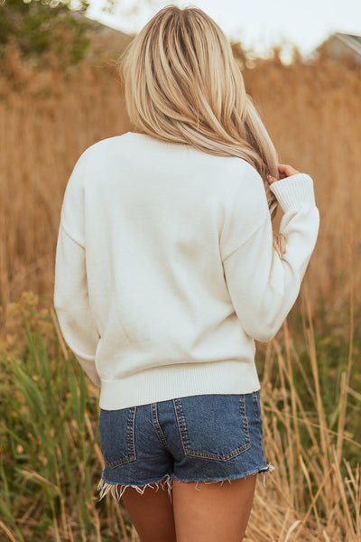 Chic Women‚Äôs Cozy White Sparkly Tinsel Sweater - Relaxed Fit Knit Top for Effortless Winter Style
