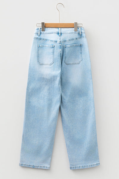 Chic High-Waisted Blue Jeans for Women - Flattering Fit, Versatile Denim for Casual & Dressy Looks