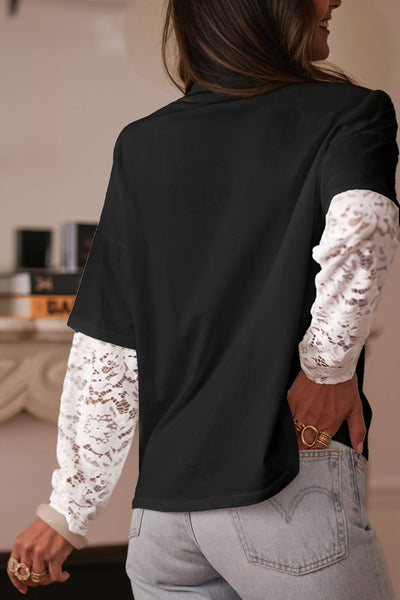 Elegant White Lace Long Sleeve Tee for Women - Chic Layering Top for Stylish Everyday Outfits