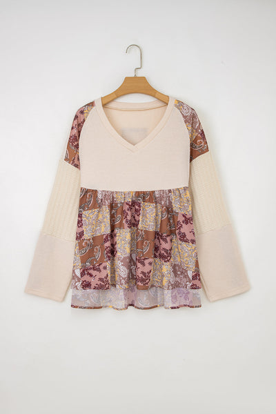 Vibrant Women's Patchwork Long Sleeve Top - Stylish & Comfortable Everyday Wear for a Trendy Look