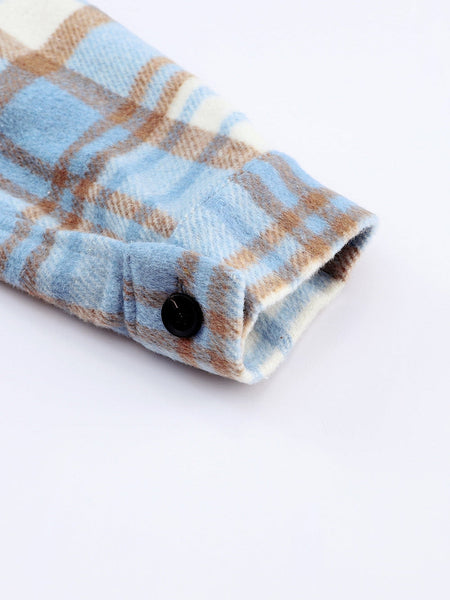 Women's Detachable Hood Plaid Flannel Shacket with Pockets