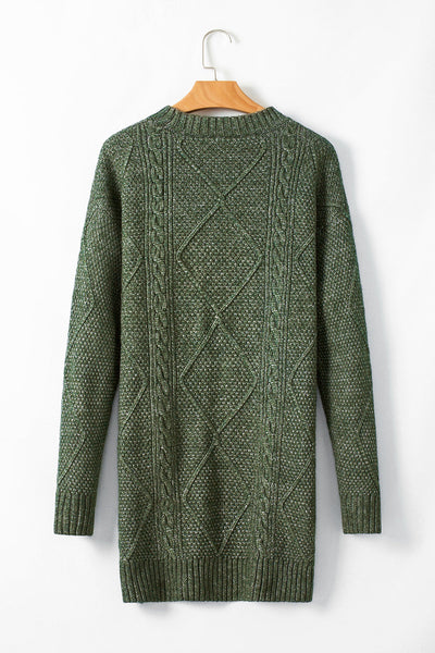 Chic Soft Beige Cable Knit Sweater Dress for Women - Cozy, Stylish, and Ideal for Autumn Wardrobe Essentials