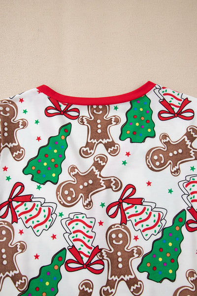 Women's Gingerbread and Tree Print Christmas Lounge Set with Red Trim with practical styling and dependable silhouette control.