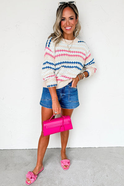 Cozy Women's Striped Knit Sweater in Trendy Fall Colors - Perfectly Fitted Casual Style for Ultimate Comfort