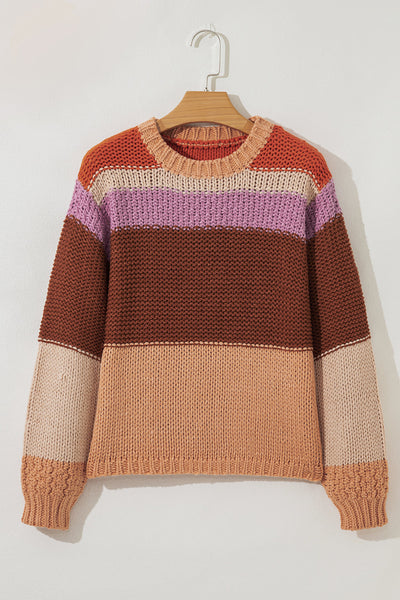Vibrant Women's Colorblock Sweater - Cozy Knit, Stylish Fit for Casual Outings and Everyday Comfort