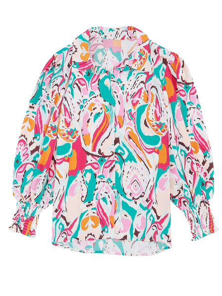 Casual Polo Printed Zipper Lapel Long Sleeve T-shirt