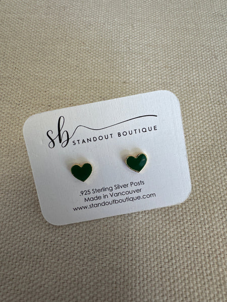 Standout Boutique Shamrock Gold Heart Stud Earrings