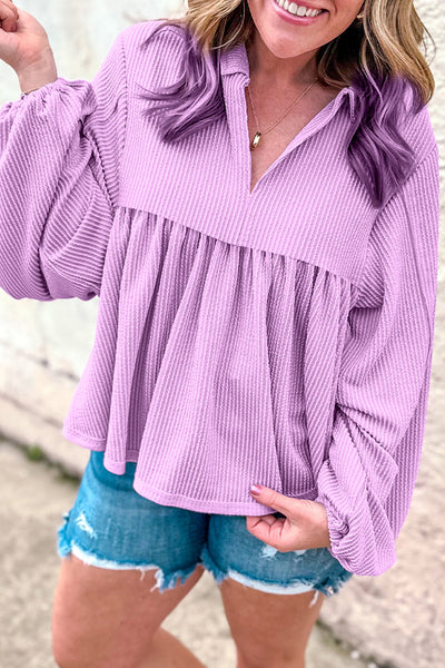 Pastel Flowy Babydoll Blouse for Women - Short Sleeves, Effortless Style, Perfect for Casual Outings and Summer Days