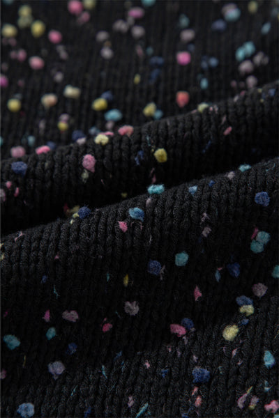 Chic Women's Black Rhinestone Confetti Sweater Cardigan - Cozy Fit for Everyday Style and Glamour