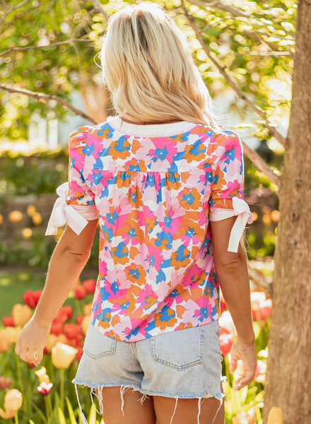 Chic Women's Floral Short Sleeve Blouse - Lightweight Casual Top for Summer Outings and Daily Comfort
