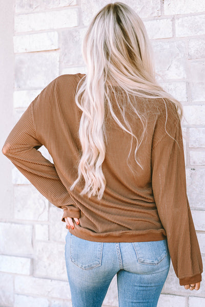 Women's Cozy Khaki "You Are Loved" Graphic Corduroy Sweatshirt - Casual Fit for Effortless Everyday Style