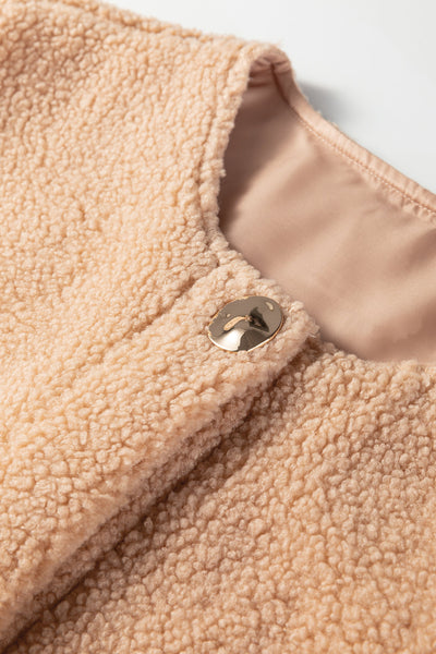 Women's Light French Beige Textured Vest with Metallic Accents