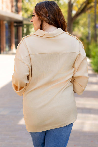 Stylish Plus Size Women's Casual Cotton Henley Top - Comfortable Fit with Trendy Button Accents