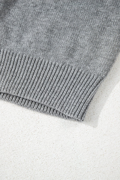 Cozy Women's Medium Grey Hooded Cardigan Sweater with Button-Up Closure and Drop Shoulders for Effortless Style