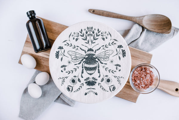 Bee Bowl cover/ Lg 10" Charcoal