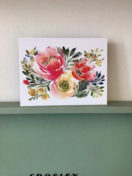 Chelsey Freyta Rose/Dahlia Floral Print Card