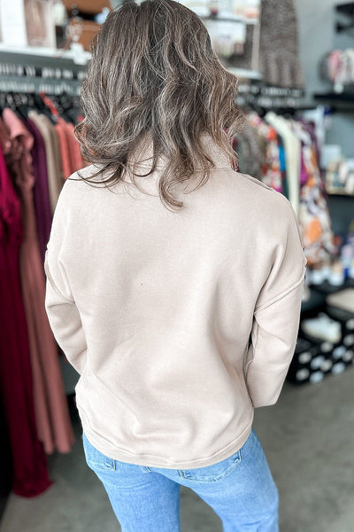 Cozy Women's Jet Stream Sherpa Patchwork Quarter Zip Pullover Sweatshirt - Stylish Layering Essential in Soft Colors