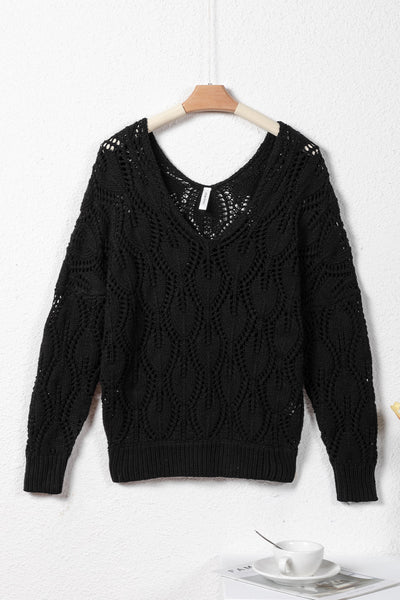 Trendy Women's Lightweight Hollow Out Sweater - Cozy Knit Pullover for Stylish Fall Layers and Everyday Comfort