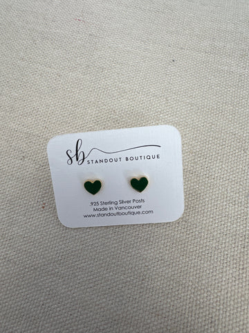 Standout Boutique Shamrock Gold Heart Stud Earrings