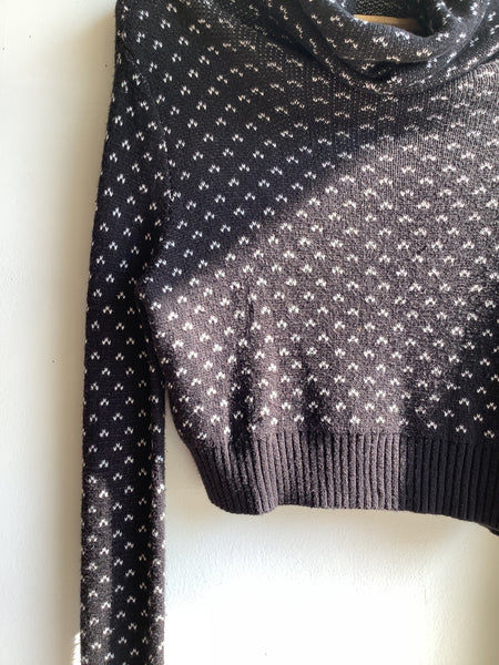 BDG Black & White patterned crop Turtleneck Sweater