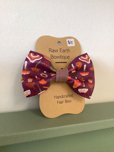Raw Earth Bowtique Purple Mushroom Hair Bow