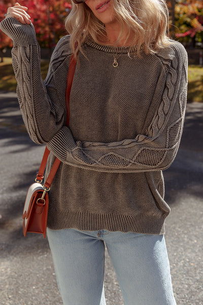 Chic Dark Brown Knit Sweater for Women Cozy Casual Fit, Ideal for Fall and Winter Layering and Everyday Wear