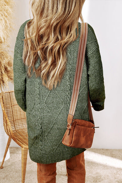 Chic Soft Beige Cable Knit Sweater Dress for Women - Cozy, Stylish, and Ideal for Autumn Wardrobe Essentials