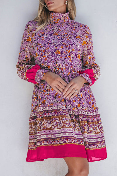 Elegant Floral Puff Sleeve Dress for Women - Comfortable Summer Style, Ideal for Parties and Casual Outings