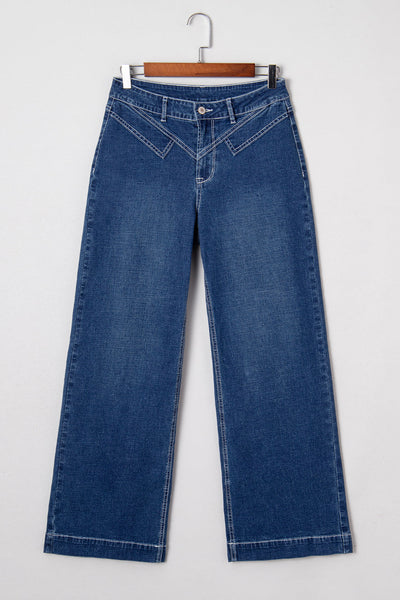 Women's Sail Blue High-Waisted Wide Leg Western Jeans
